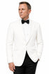 Men’s Pure White Dinner Jacket Blazer – James Bond Style Formal Tuxedo Blazer for Wedding, Black Tie & Evening Wear
