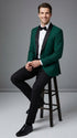 Men’s Emerald Green Tuxedo Jacket with Black Satin Shawl Lapel | Prom Dinner Blazer