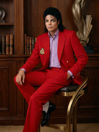 Men’s Red Suit Michael Jackson Award Ceremony Inspired Jacket – Classic Double Breasted Formal Suit , Stylish Party Dinner Jacket, Vintage Stage Wear
