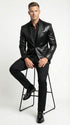 Men’s Shiny Black Tuxedo Blazer – Glossy Formal Jacket for Party Dinner Jacket Shawl Collar
