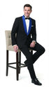 Men’s Black Tuxedo with Royal Blue Shawl Lapel | Modern Formal Dinner Jacket Suit + Pants for Weddings, Proms