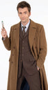 Men’s Brown Cotton Trench Coat Doctor Who 10th Doctor Inspired Long Coat – Classic Gabardina Style Overcoat, Vintage Winter Costume Jacket