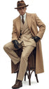 Men’s Cashmere & Wool Camel Beige Long Overcoat – Peaky Blinders Style Vintage Formal Coat + Suit + Hat Package