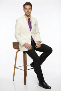 Men’s White Blazer Jacket – Classic Fit Formal Sport Coat with Gold Buttons