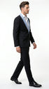 Men’s Black Suit with Light Blue Lapel – Modern Formal Tuxedo Style Suit for Wedding, Prom, Party and Sky Powder Blue Color