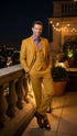 Men’s Mustard Yellow Three Piece Suit | 2 Button Notch Lapel Modern Fit in Gold Color - Church Suit