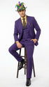 Men’s Purple Pinstripe Mardi Gras Suit | Three Piece Carnival Formal Suit with Vest