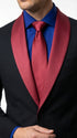 Men’s Black Suit with Burgundy Shawl Lapel – Formal Tuxedo Suit for Wedding, Prom and Evening Events + Bowtie & Tie