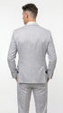Mens Light Silver Wedding Tuxedo Suit – Paisley Fabric Three Piece Formal Suit Set with Shawl Lapel for Groom, Prom, Gala and ice Grey