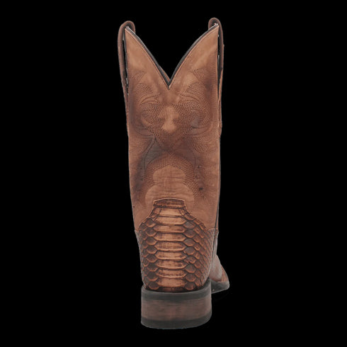 Dan Post Men's KA Python Print Leather Square Toe Boots - Brown