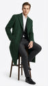 Men’s Hunter Green Full-Length Wool Overcoat – Classic Winter Dress Coat for Formal and Casual Wear Topcoat Mens Wintercoat