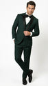 Men’s Hunter Green Tuxedo Suit 3 Piece – One Button Peak Lapel Designer Formal Suit for Wedding, Light Weight Wool By Statement Dark Green