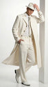Men’s Ivory Cream Off White Full Length Zoot Suit – Vintage Gangster Style Long Coat Formal Suit