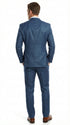 Men’s Indigo Blue Sharkskin Suit – Textured Shiny Formal Suit for Wedding, Business, 2 Buttons Slim Fitted