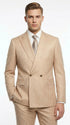 Vitali Men’s Tone on Tone Beige Pinstripe 2 Piece Suit, Double Breasted Summer Dress Suit for Weddings, Tan Beige Shadow Pinstripe