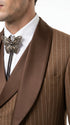 Men’s Brown Pinstripe Western Cowboy Tuxedo, Contrast Shawl Lapel Formal Suit for Weddings, Prom, Parties, and Special Occasions