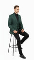 Men’s Emerald Green Paisley Tuxedo 3-Piece Suit – Slim Fit Formal Blazer, Vest, and Pants for Weddings, Proms