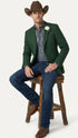 Men’s Green Western Blazer Jacket – Classic Cowboy Style Sport Coat for Wedding, Party and Formal Events