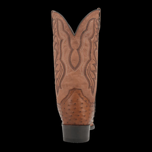 Dan Post Men's Tempe Full Quill Ostrich Round Toe Boots - Saddlebrown