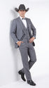Men's Medium Grey Western 3-Piece Tuxedo Suit with Vest – Cowboy Style Formal Country Outfit