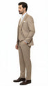Men's Beige Pinstripe Three-Piece Vested Suit – Tailored Fit Business Attire in Tan Stripe by Rossiman