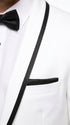 Men’s White Tuxedo Jacket – Black Trim Shawl Lapel Formal Dinner Blazer for Weddings, Prom Wedding Blazer Modern fit