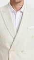 Men’s Ivory Cream Double-Breasted Linen Suit – Off-White Summer Wedding Slim Fitted 2-Piece Suit Cream Color