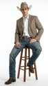 Men’s Dark Tan Taupe Light Brown Western Cowboy Blazer – Classic Country Style Jacket for Wedding, Casual Country Jacket Textured