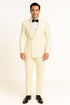 Mens Off-White Double Breasted Tuxedo Jacket with Shawl Lapel | Formal Wedding Suit in Ivory Cream Color