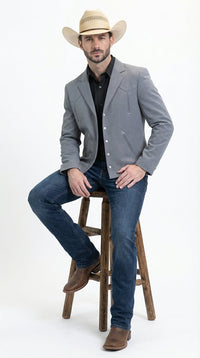 Mens Gray Western Blazer Set – Cowboy Style Jacket and Pants Outfit Classic Country Western Suit