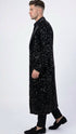 Men’s Black Sequin Long Coat with Satin Shawl Lapel – Luxury Statement Evening Overcoat