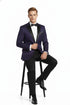 Men’s Purple Paisley Tuxedo Jacket – Ultra Slim Fit Dinner Blazer with Black Satin Peak Lapel