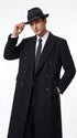 Men’s Godfather Black Double-Breasted Long Overcoat – Vintage Mobster Gangster Coat