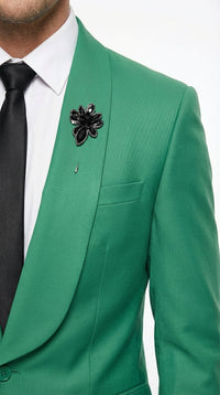 Men’s Emerald Green Tuxedo Suit – Emerald Green Formal Tuxedo with Shawl Lapel Jacket Trousers for Prom, Wedding in Augusta Green