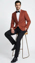 Men’s Brick Copper Rust Color Blazer – Slim Fit Formal and Party Wear Jacket in Burnt Orange Sport Coat