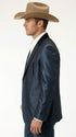 Men’s Sapphire Indigo Western Cowboy Blazer – Classic Western Style Jacket, Country Casual Dress Blazer in Navy Blue with sheen