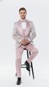 Men’s Light Pink Dusty Rose - Floral Tuxedo Suit – Luxury Satin Shawl Lapel 3-Piece Formal Wedding and Prom Suit in Blush Mauve color