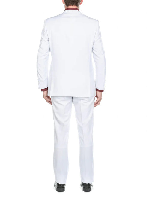 (36R, 48S) 2 Piece Suit 2 Buttons Regular Fit In White