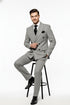 Men’s Grey and Black Pinstripe Double-Breasted Suit – 1920s Gangster Vintage Looking suit By Rossiman