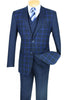 Mens 2 button Windowpane Blazer with Solid Sleeves in Navy