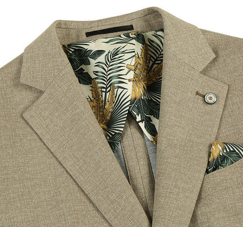Half Canvas Slim Fit Blazer in Khaki