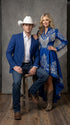 Men’s Dark Royal Blue Western Blazer – Cowboy Sport Coat Jacket with Two-Button Front Saphire Indigo Cobalt Blue