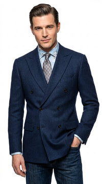 Men’s Navy Double-Breasted Blazer – Classic Fit 1920s Vintage Gatsby Style Sport Coat
