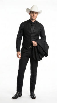 Men’s Black Western Tuxedo Blazer – Shimmer Cowboy Dinner Jacket Shiny Sparkely