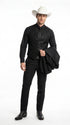 Men’s Black Western Tuxedo Blazer – Shimmer Cowboy Dinner Jacket Shiny Sparkely