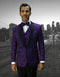 Mens Vested Floar Pattern Shawl Lapel Tuxedo in Purple