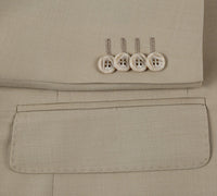 Bevagna Collection - Beige 100% Virgin Wool Regular Fit Pick Stitched 2 Piece Suit
