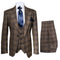 Mens Plaid Windowpane Business Suit - Brown