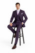 (54L Blazer) Purple Modern Fit Windowpane Jacket and Vest