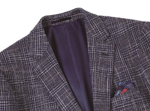 Slim Fit Stretch Wool Linen Blend Tweed Plaid Blazer